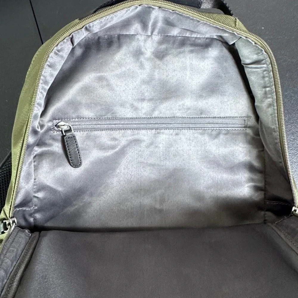 Boconi Olive Green Ballistic Nylon Leather Trim Laptop Backpack Professional Bag